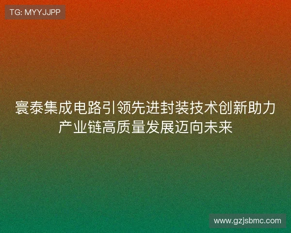 寰泰集成电路引领先进封装技术创新助力产业链高质量发展迈向未来